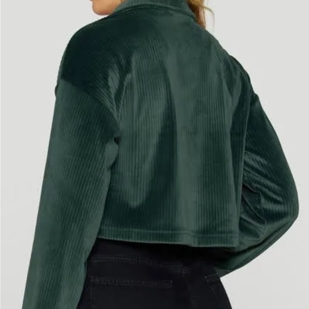 Fabletics Plush Half Zip Crop Green Sweatshirt XL NWT - Picture 2 of 7